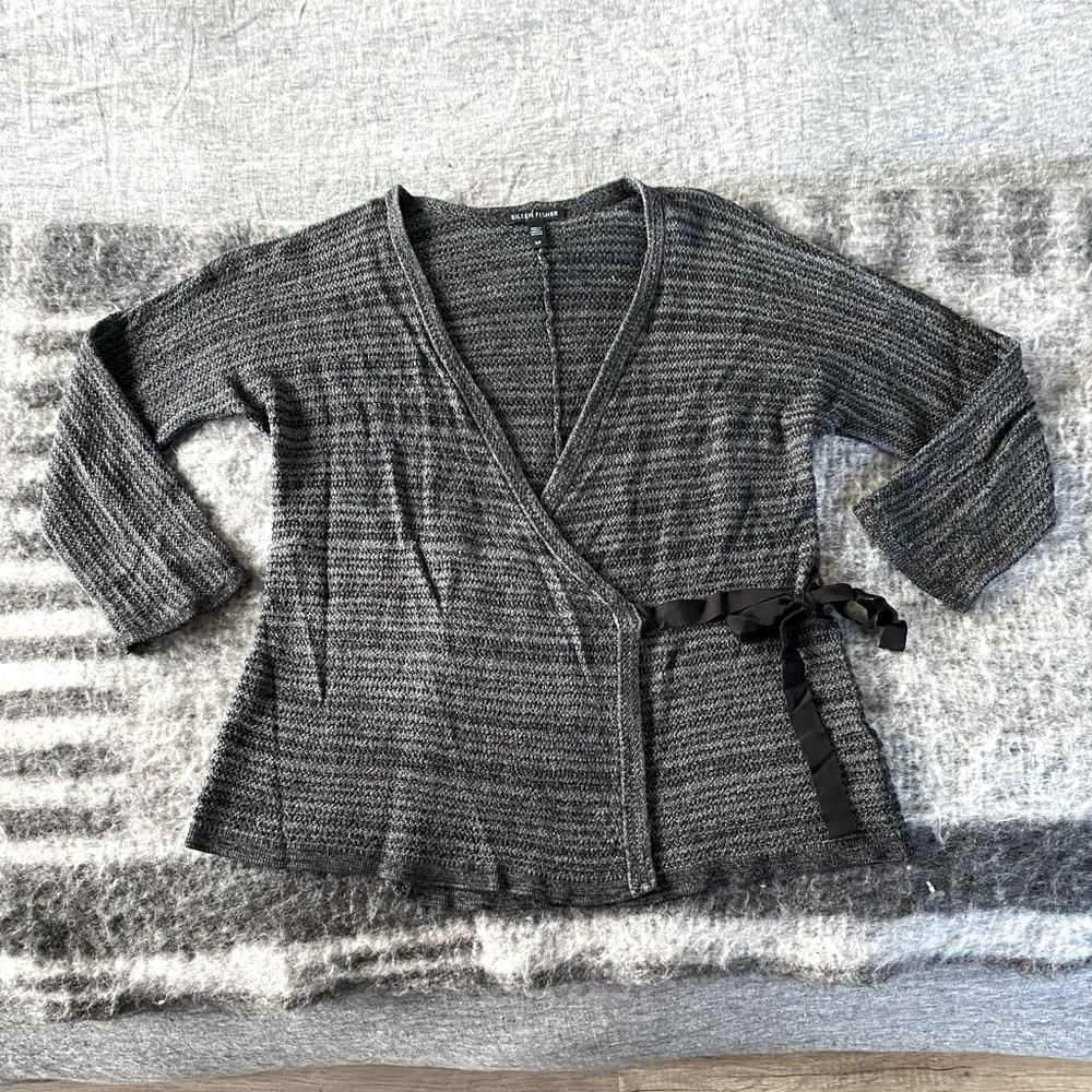 Eileen Fisher Gray Wrap Sweater